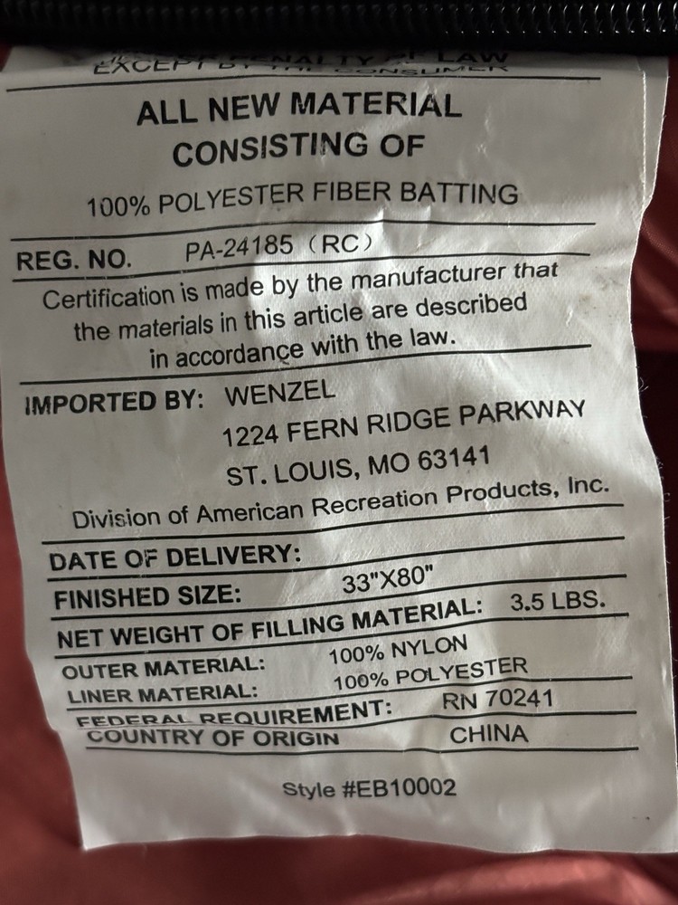 Eddie Bauer Sleeping bag - 33x80