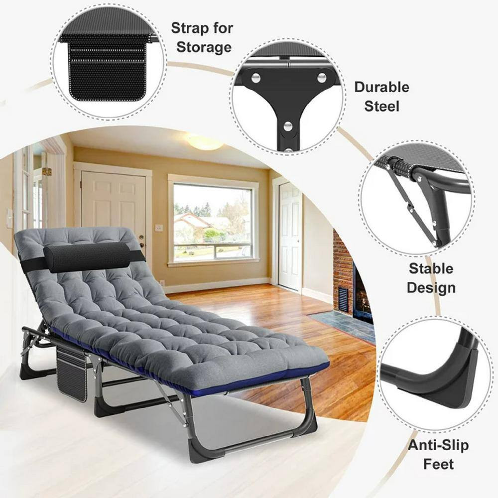 Polyester Portable Folding Sleeping Cot, Convertible Sleeper Chair Bed with Adju