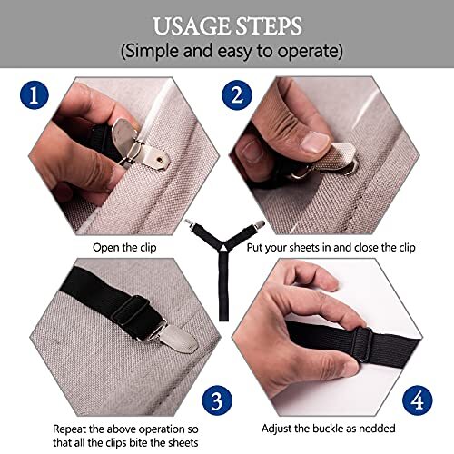 Gift for Mum!Sheet Fasteners Keepers-Adjustable Elastic Bed Sheet Holder Black