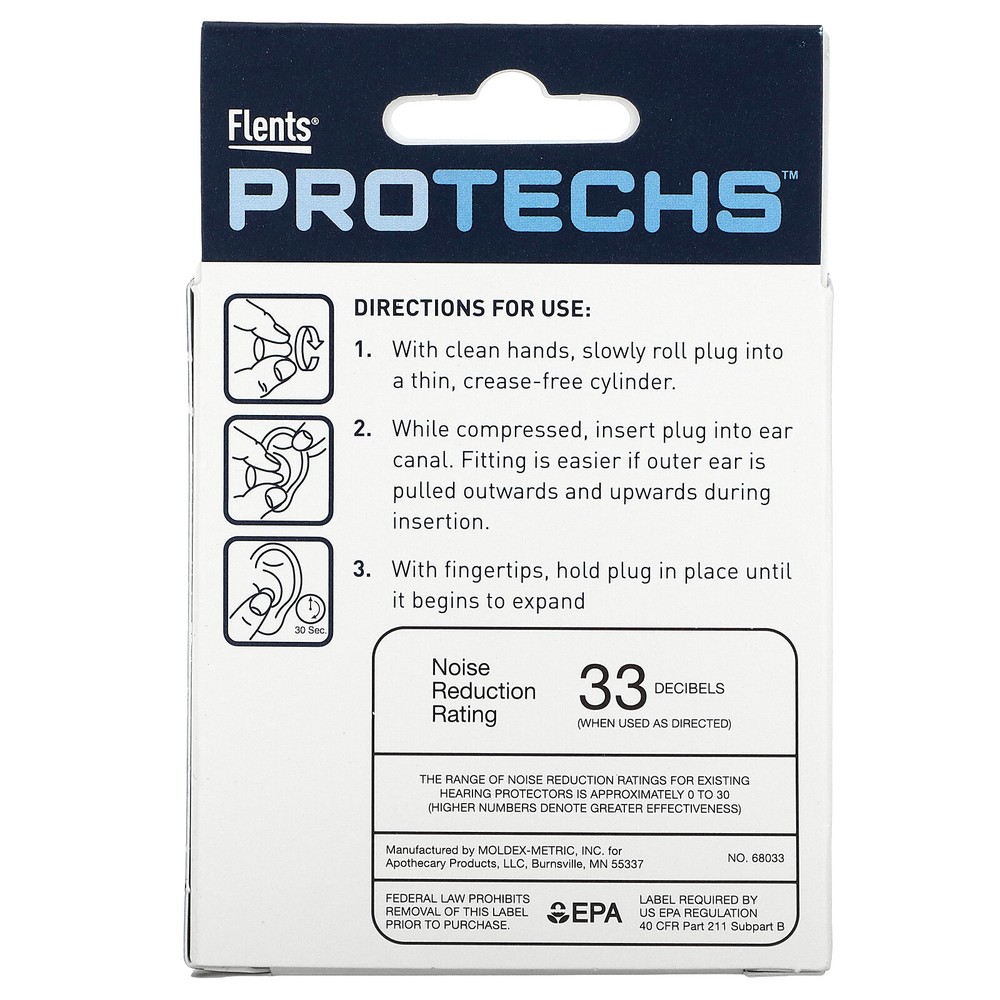 Protechs, Quiet Contour Foam Ear Plugs, 10 Pair + Case
