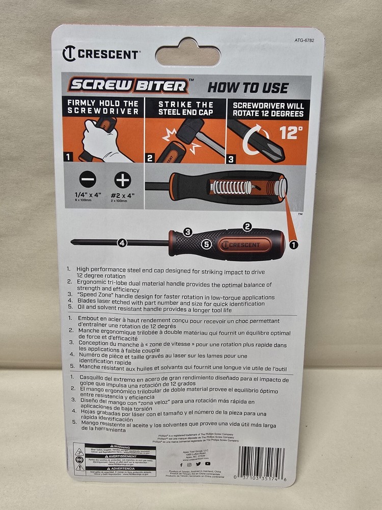 Crescent 2 Pc Impact Extraction Screwdriver Set Screw Biter