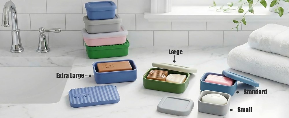 Enhanced Leak-Proof Silicone Soap Case with Draina Layer.
