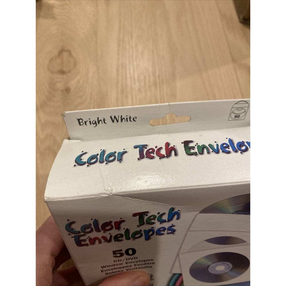 Color Tech Envelopes 50 CD/DVD Window Envelopes Bright White NIP