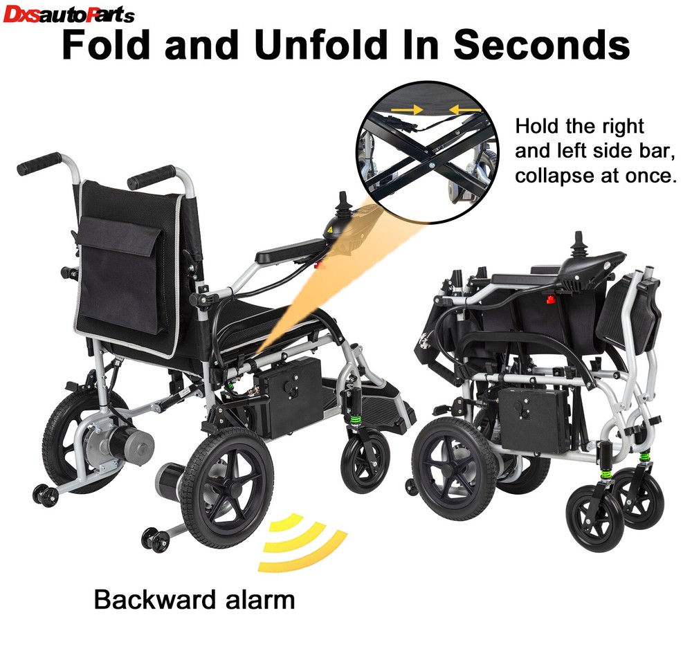 Lightweight 37.5 lbs Foldable Electric Wheelchairs Max 265lbs, 25 Miles Range