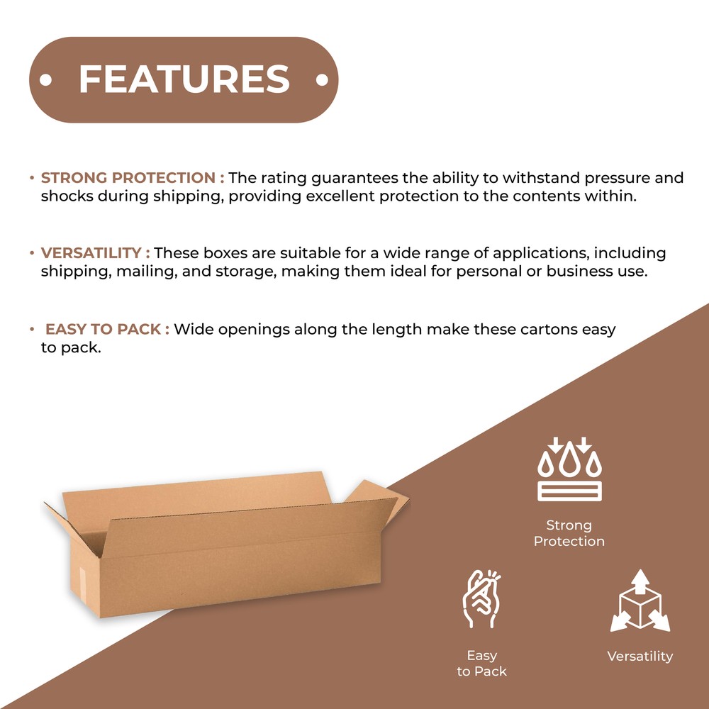 20 x 5 x 5" Long Corrugated Boxes, ECT-32 Brown Shipping/Moving Boxes 25/Bundle