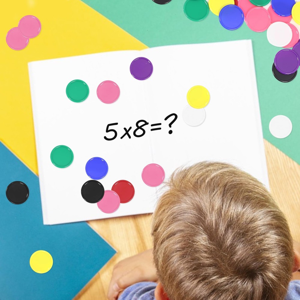 Darovly 480Pcs Mini Plastic Poker Chips, 8 Colors - Game, Math, Counting