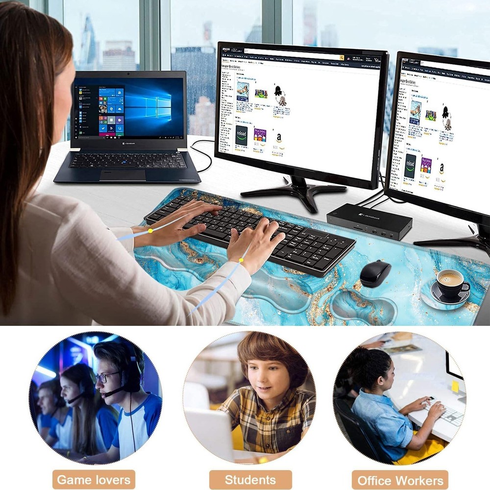 Keyboard Wrist Rest and Mouse Pad with Wrist Support Set Ergonomic Coaster,Me...