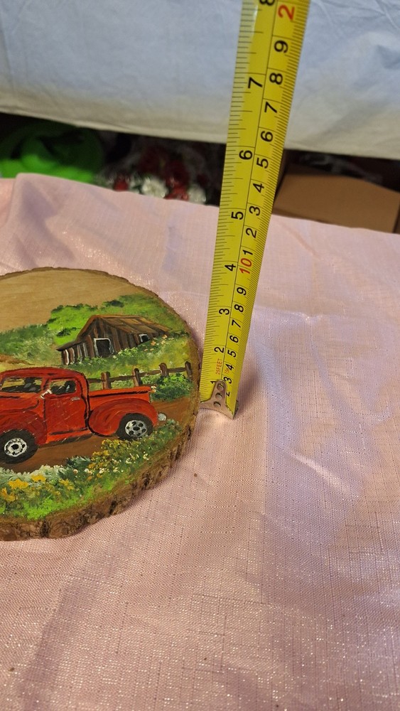wood carving, hand made, Tractor & barn.