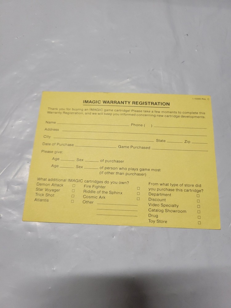 iMagic Atari Mail In Card INSERT ONLY Authentic