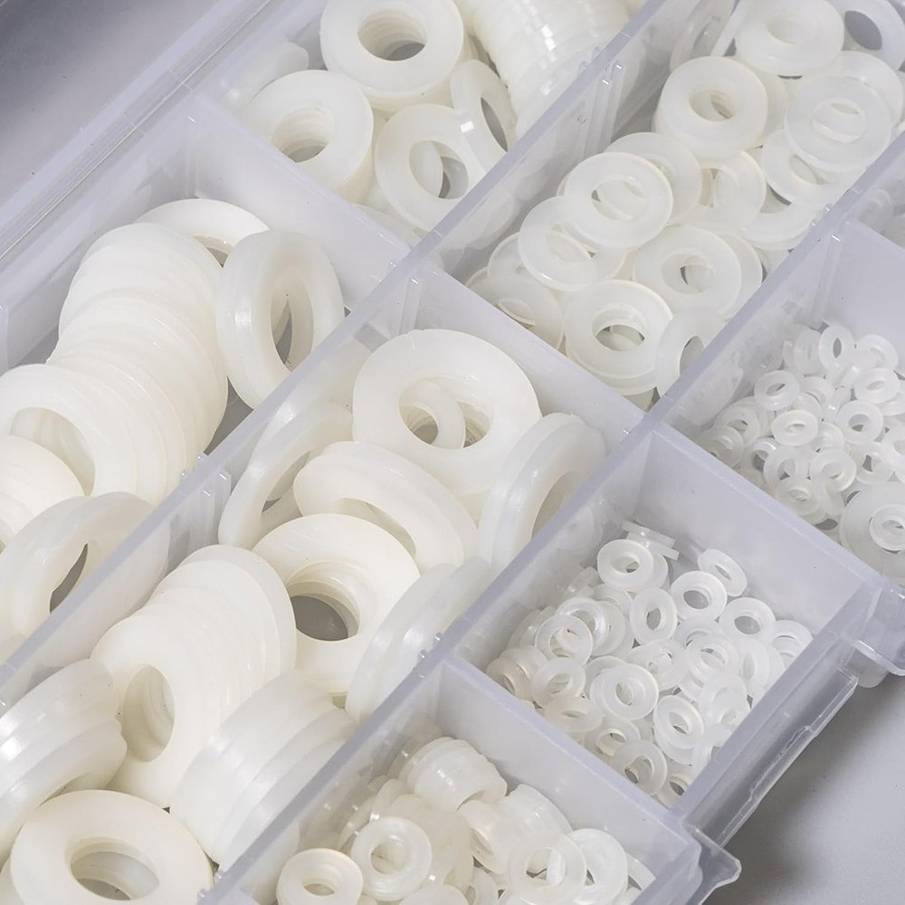White Nylon Washers 780pcs Assortment Set with 9 Sizes for Various Uses
