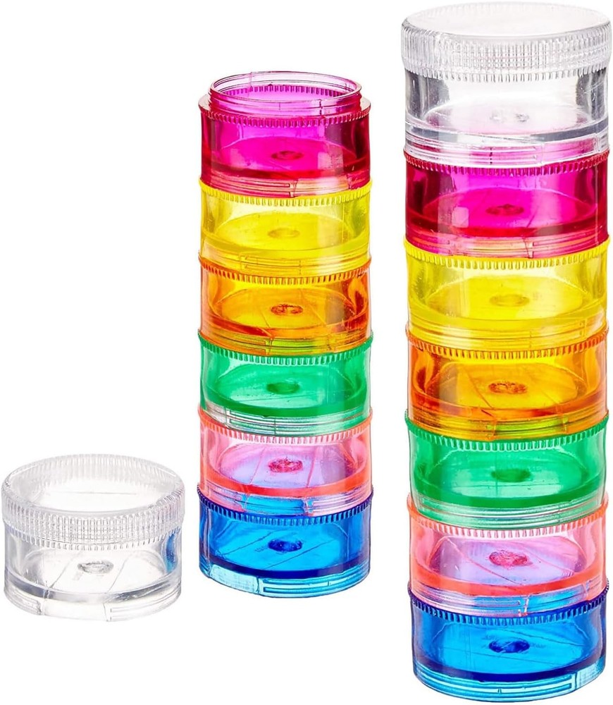- Stackable Pill Organizer (2 Pack), 7 Day Weekly Pill Box Tower with Twist Lock