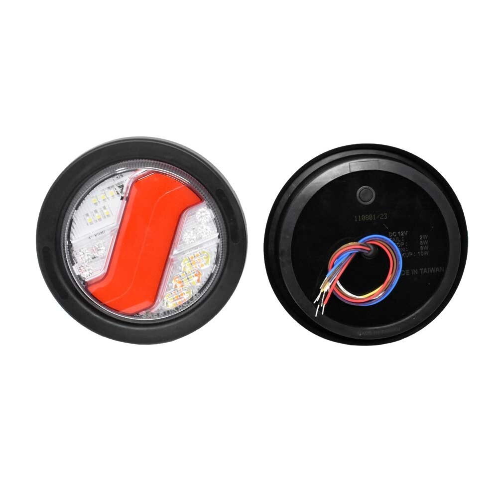 Pair of 4" Round Stop, Tail Turn Lights With Reverse & Warning Light Functions