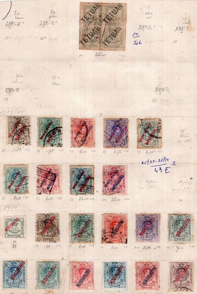 SPAIN MOROCCO, YV # 14/43, NOT CONSECUTIVE, USED
