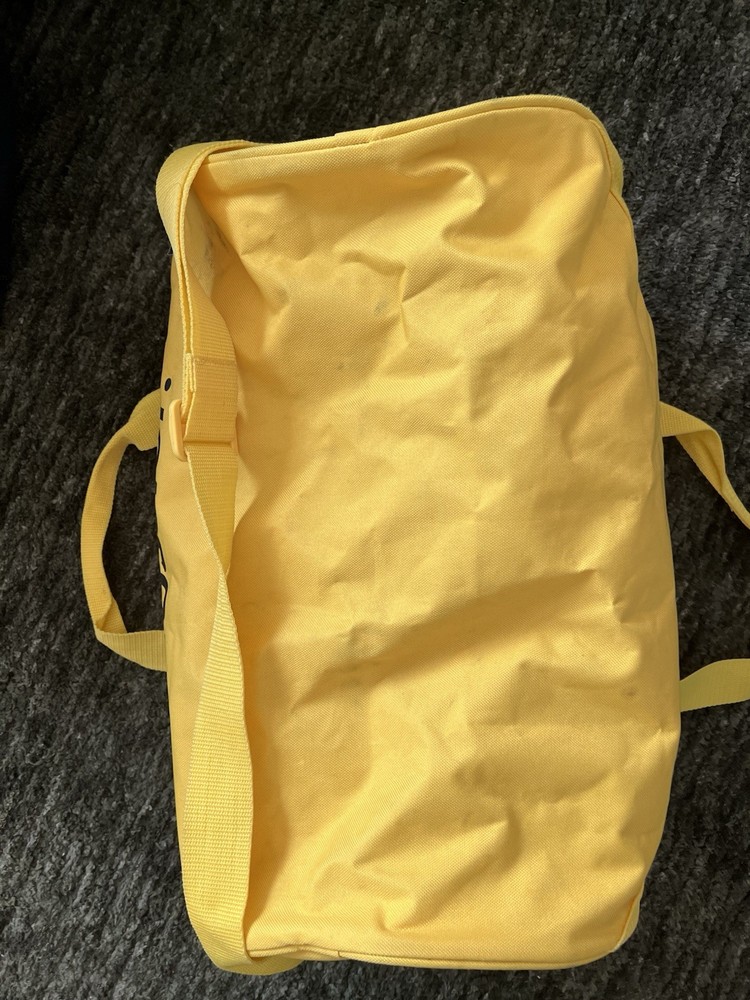 Glossier Yellow Medium Duffle Gym Bag Zip Closure Adjustable Strap Polyester