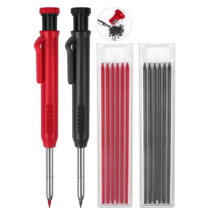 2 Pack Carpenter Pencils Mechanical Pencils with 12 Refills, Construction Pencil