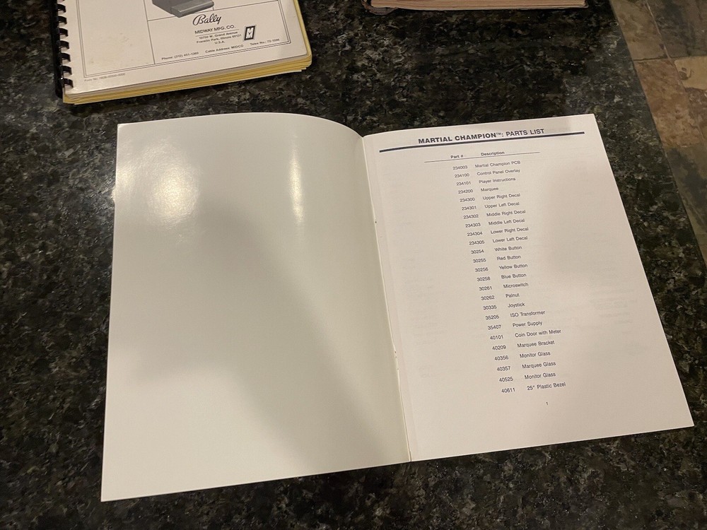 Konami Martial Champion Arcade Instruction Manual
