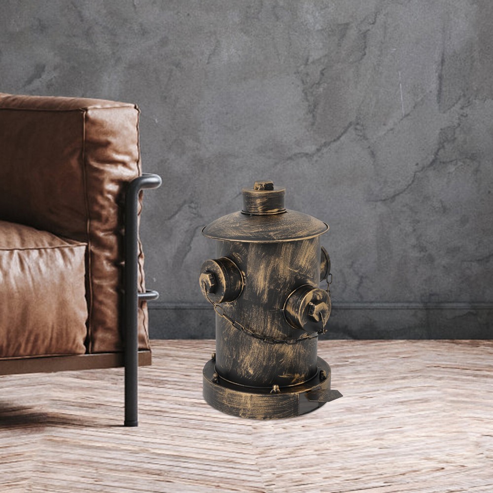 Retro Bronze Fire Hydrant Trash Can Creative Waste Bin Removable Inner Bucket