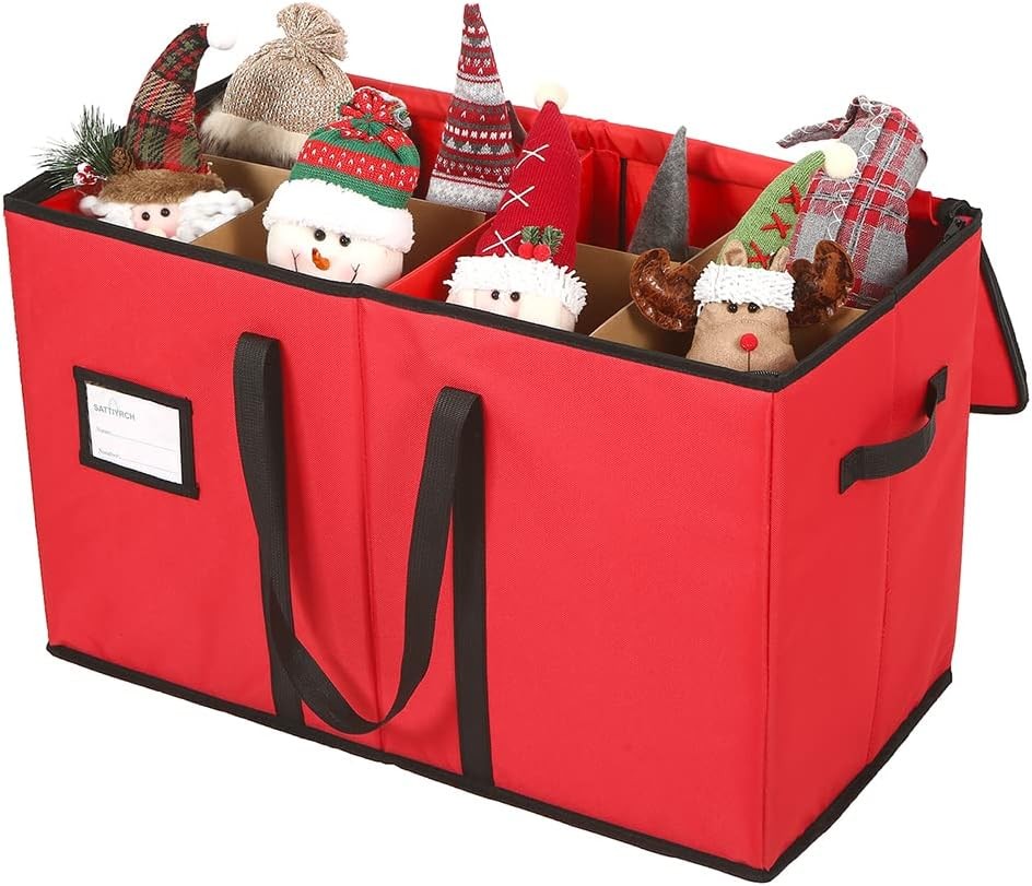 Christmas Figurine Storage Box & Nutcracker Storage Container 600D Canvas,Keeps