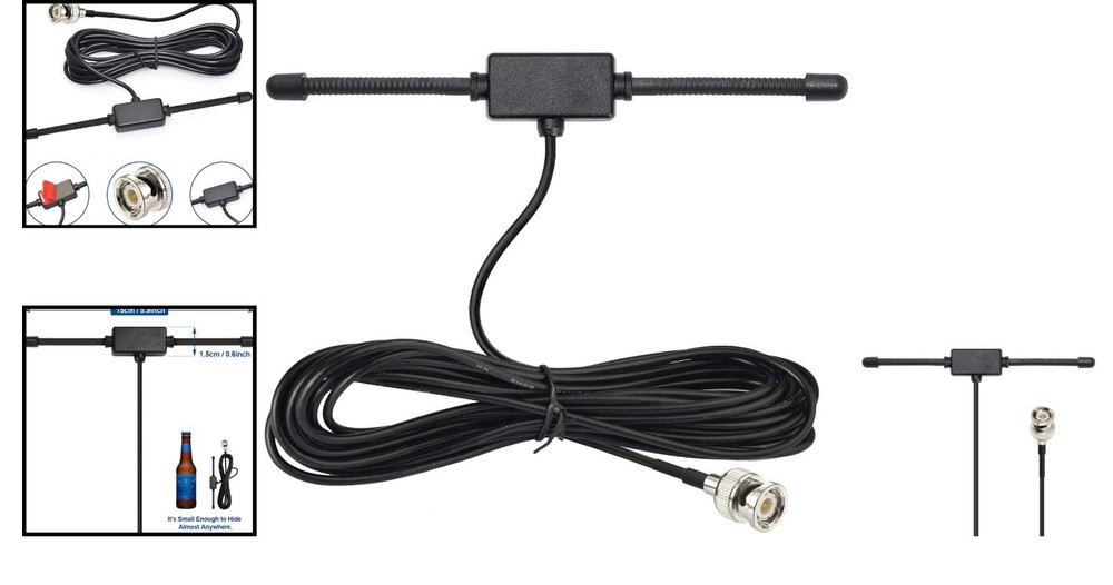 Compact VHF UHF Vehicle Scanner Antenna with 3m Cable - Easy Adhesive Install