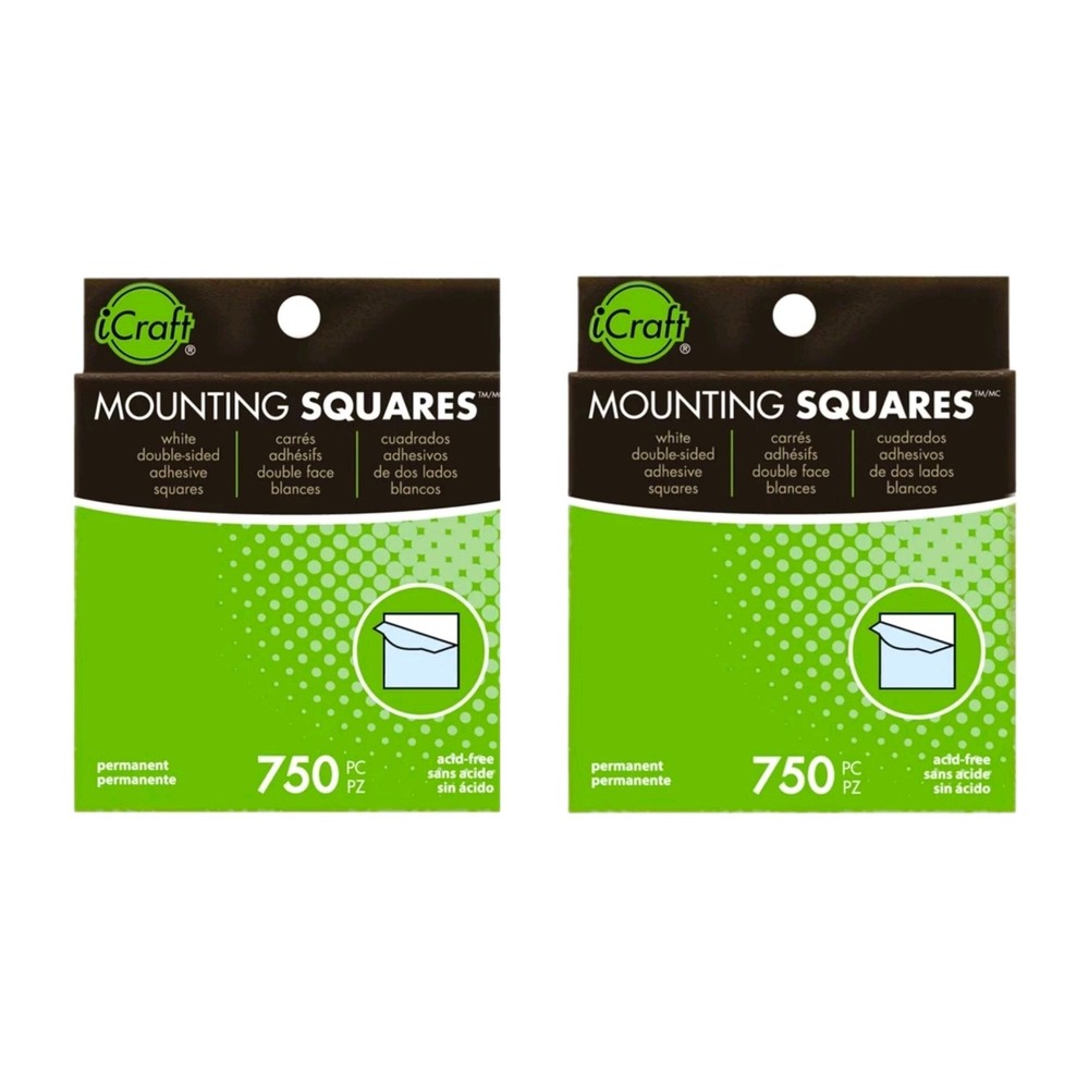 2 PACK! iCraft Mounting Squares White .5" 750/Pkg