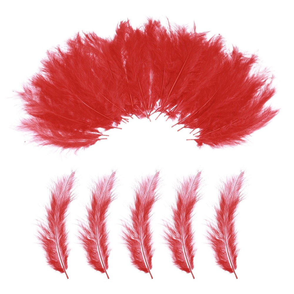 100 Pack Fluffy Turkey Marabou Feather,Red Natural Turkey Feather
