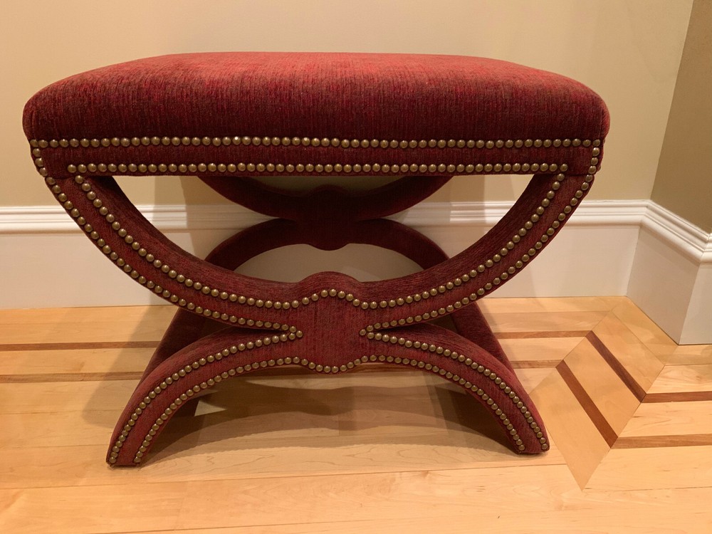 ESTATE, 2 Gorgeous Rectangular Garnet Dante X-Bench Ottoman Set