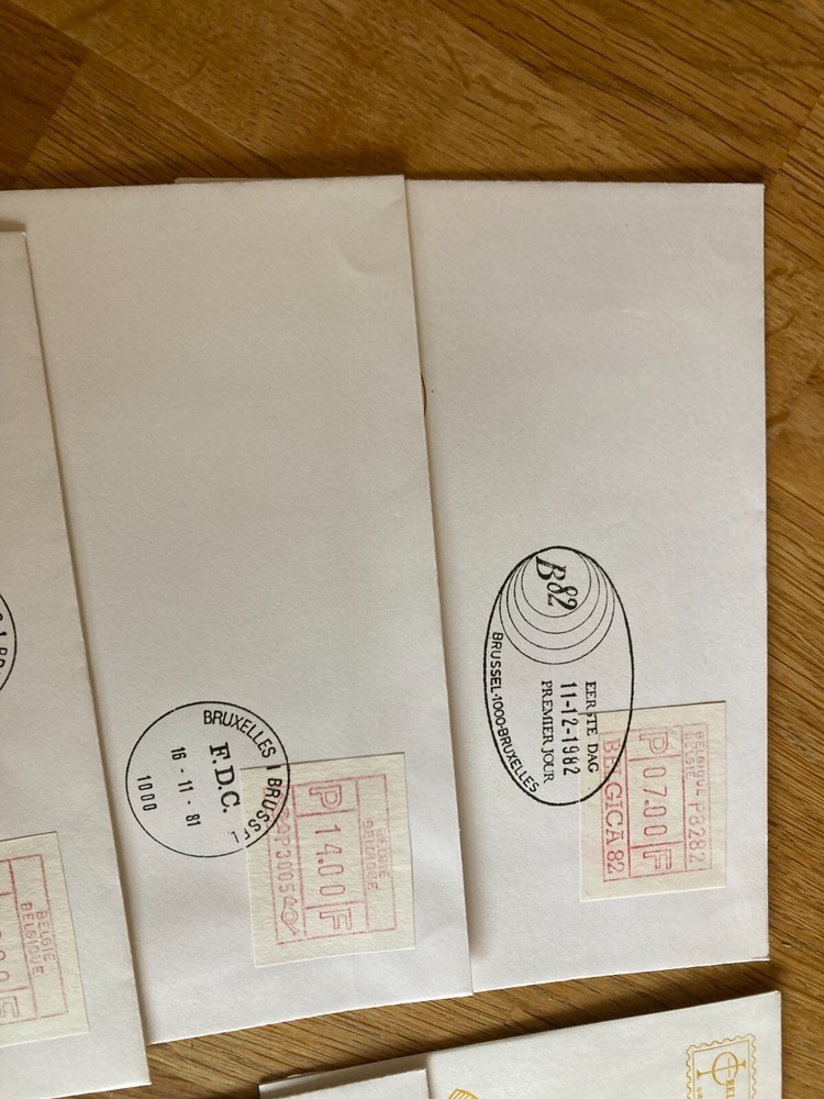 Belgium 10 FDC covers all frama label types