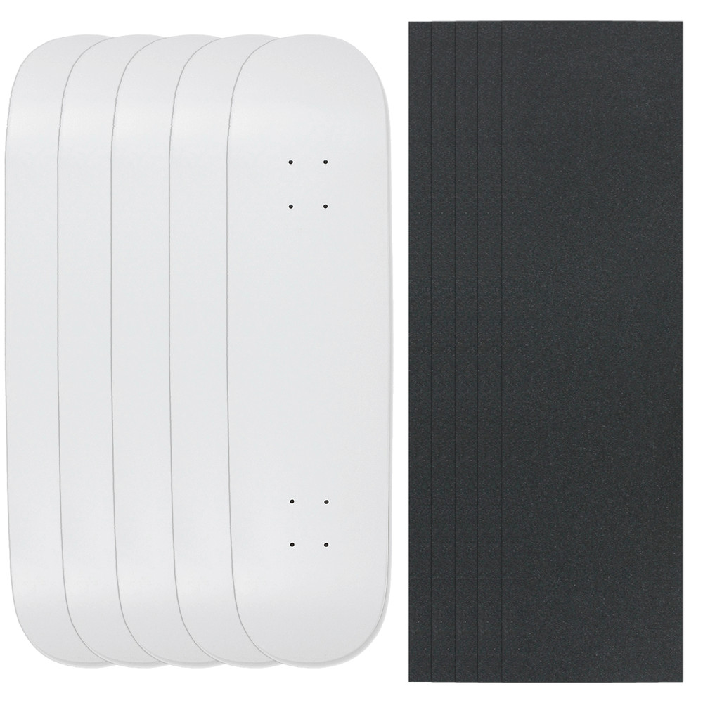 5 Pop Better Blanks 8" Skateboard Pro decks - Dip White + Griptape