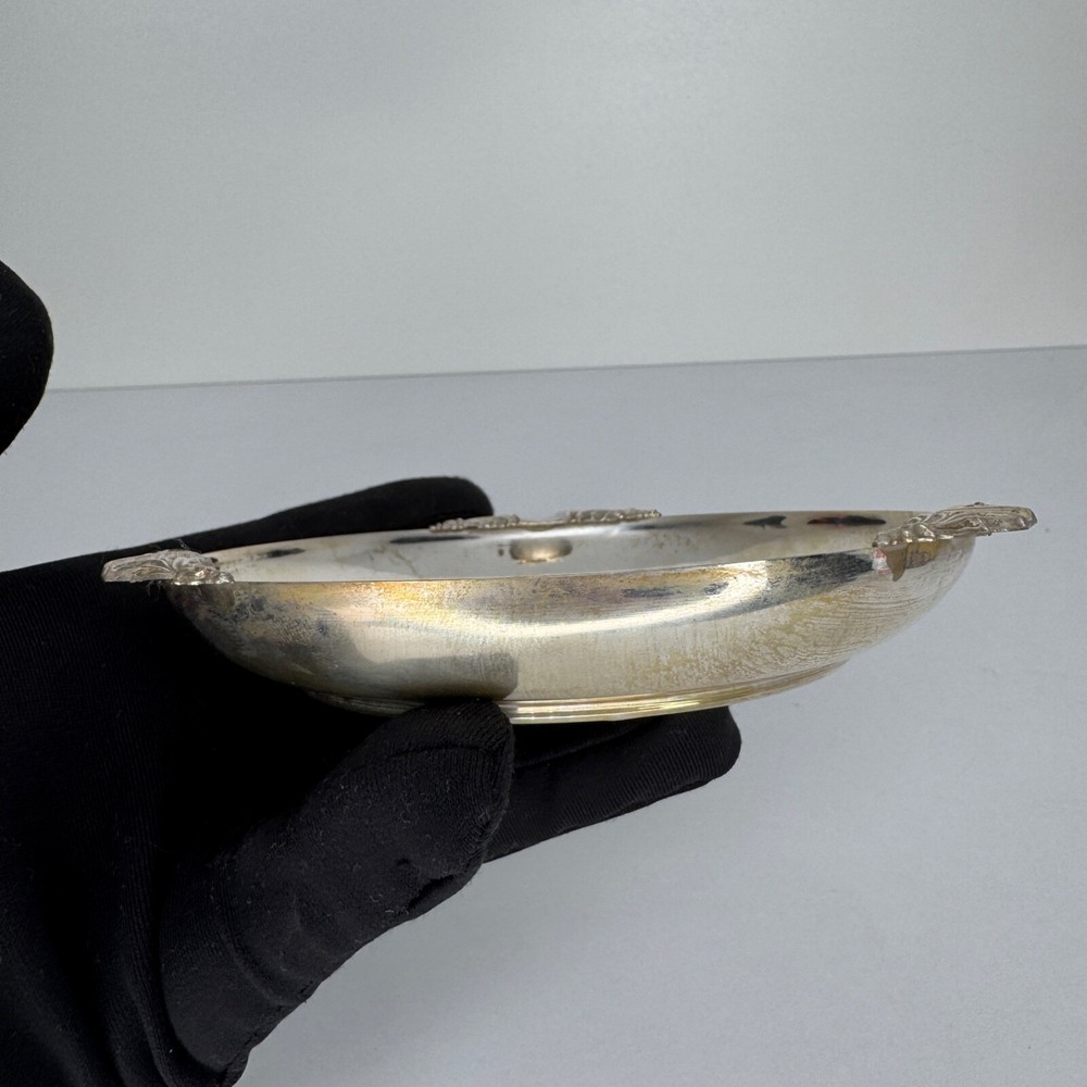 Vintage Solid 830 Silver Ashtray – 57.6g Scandinavian Deer Forest Design