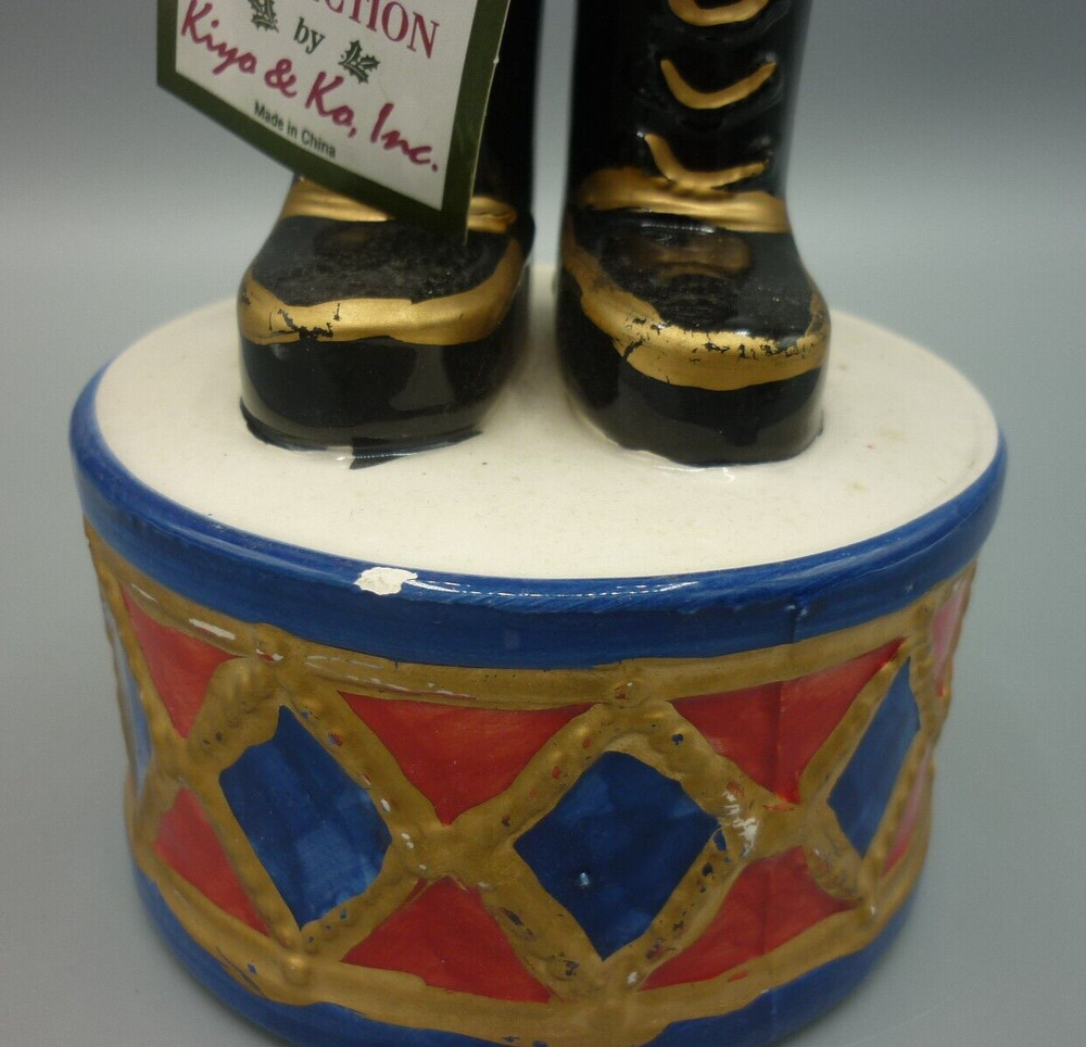 Nutcracker Christmas Ceramic Music Box Nutcracker March Suite Kiyo & Ko 10.5”