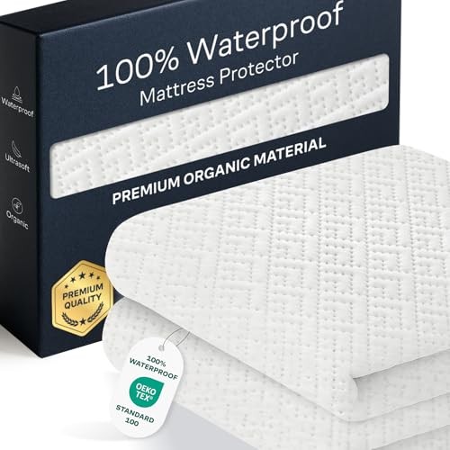 100% Waterproof Mattress Protector - 360 Pad Protection Against Queen White