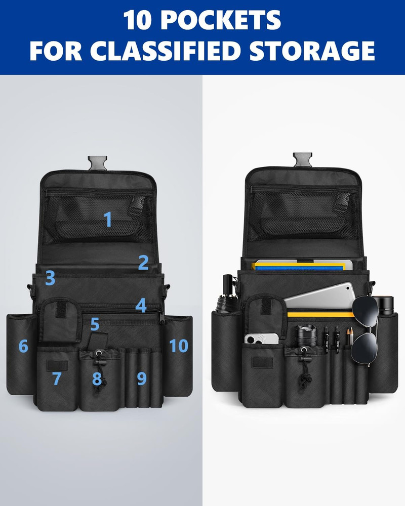 Large Capacity Front Seat Organizer for Work and Truck Storage