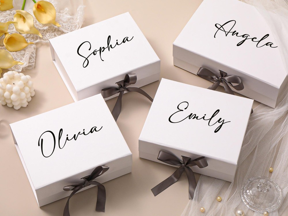 Personalized Magnetic Ribbon Box,Custom Name Bridesmaid Proposal gift Box