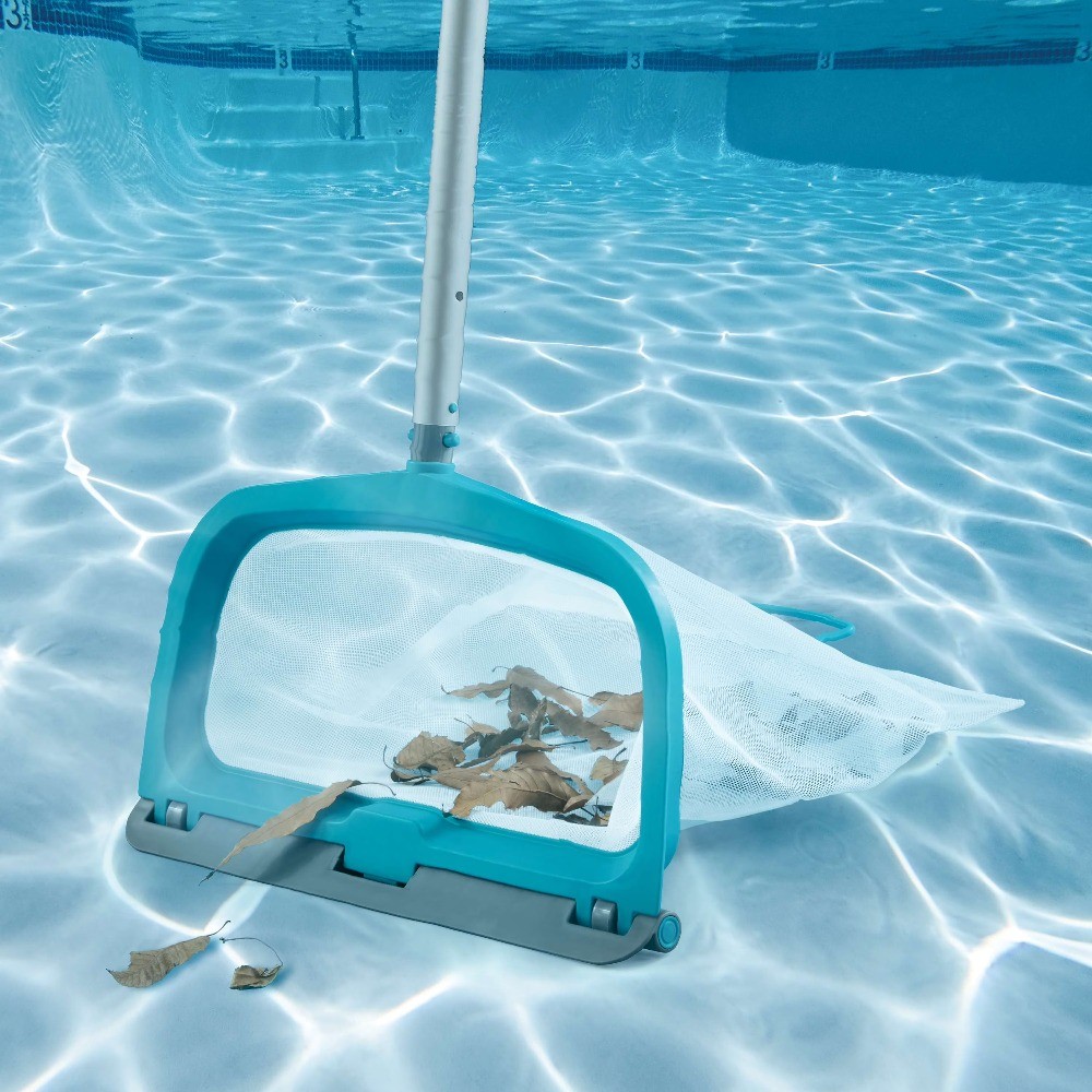 Pool Leaf Rake with Easy-Roll Wheels