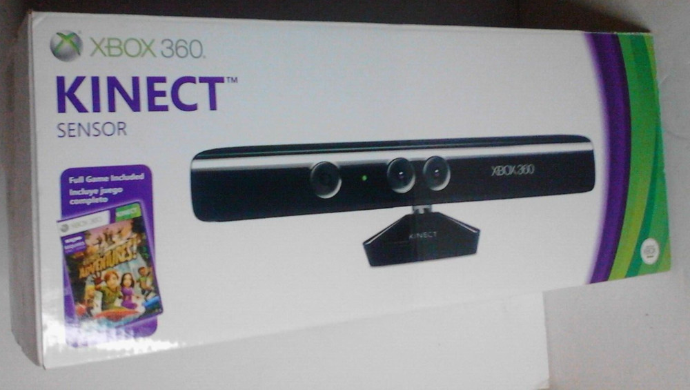 XBOX 360 Kinect sensor w/ box, game & calibration card