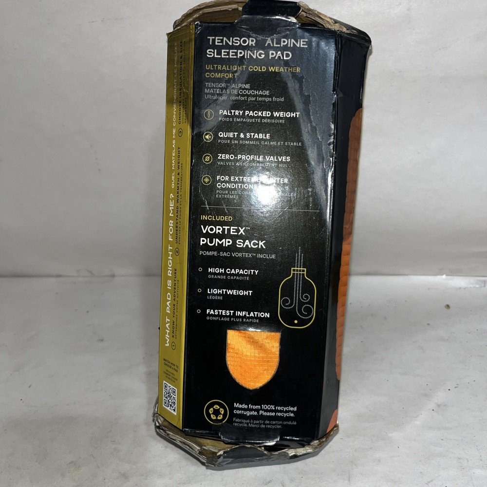 Nemo Equipment Regular Size Orange Tensor Alpine Mummy Sleeping Bag With Defects