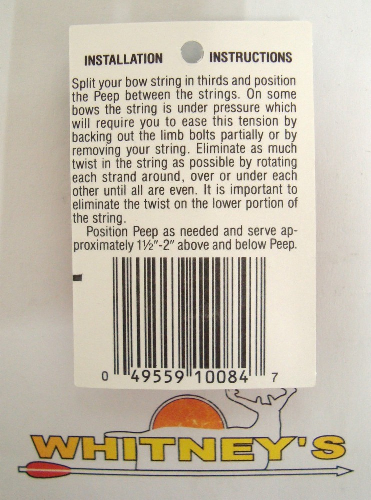 GWS Pro Hunter String Peep - Large, Black - 0084