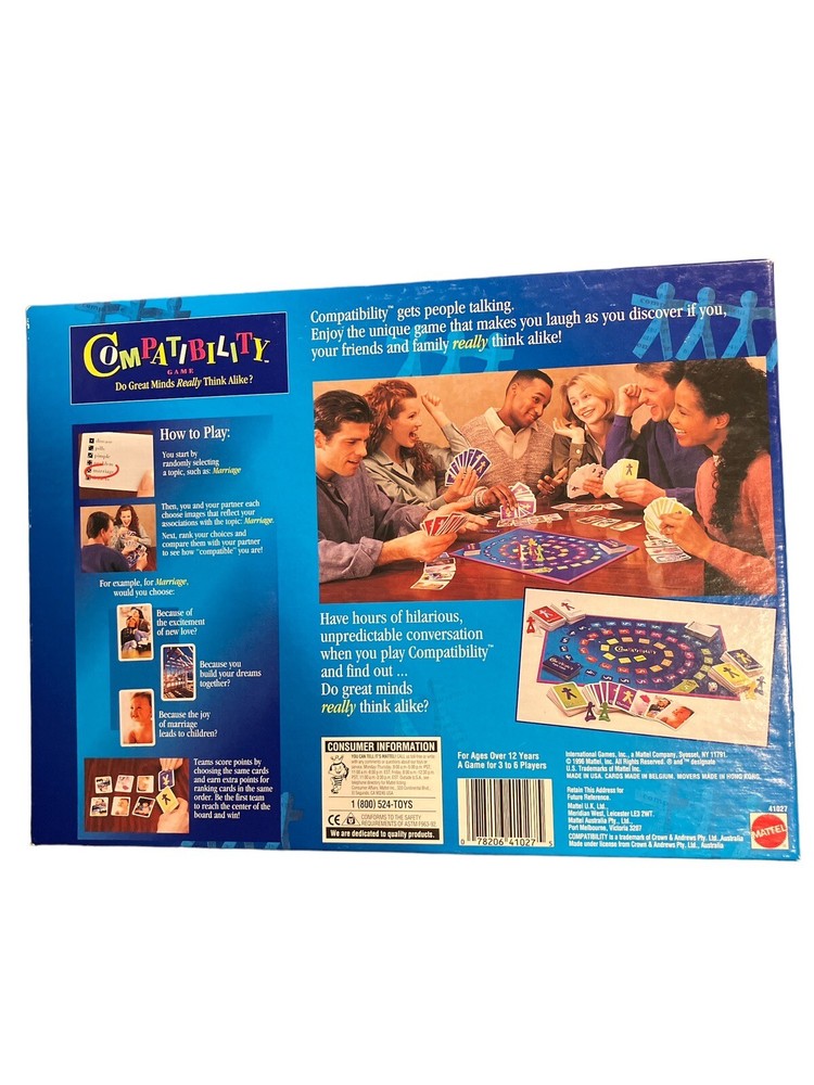 Mattel Compatibility Board Game Cards Counted 100% Complete