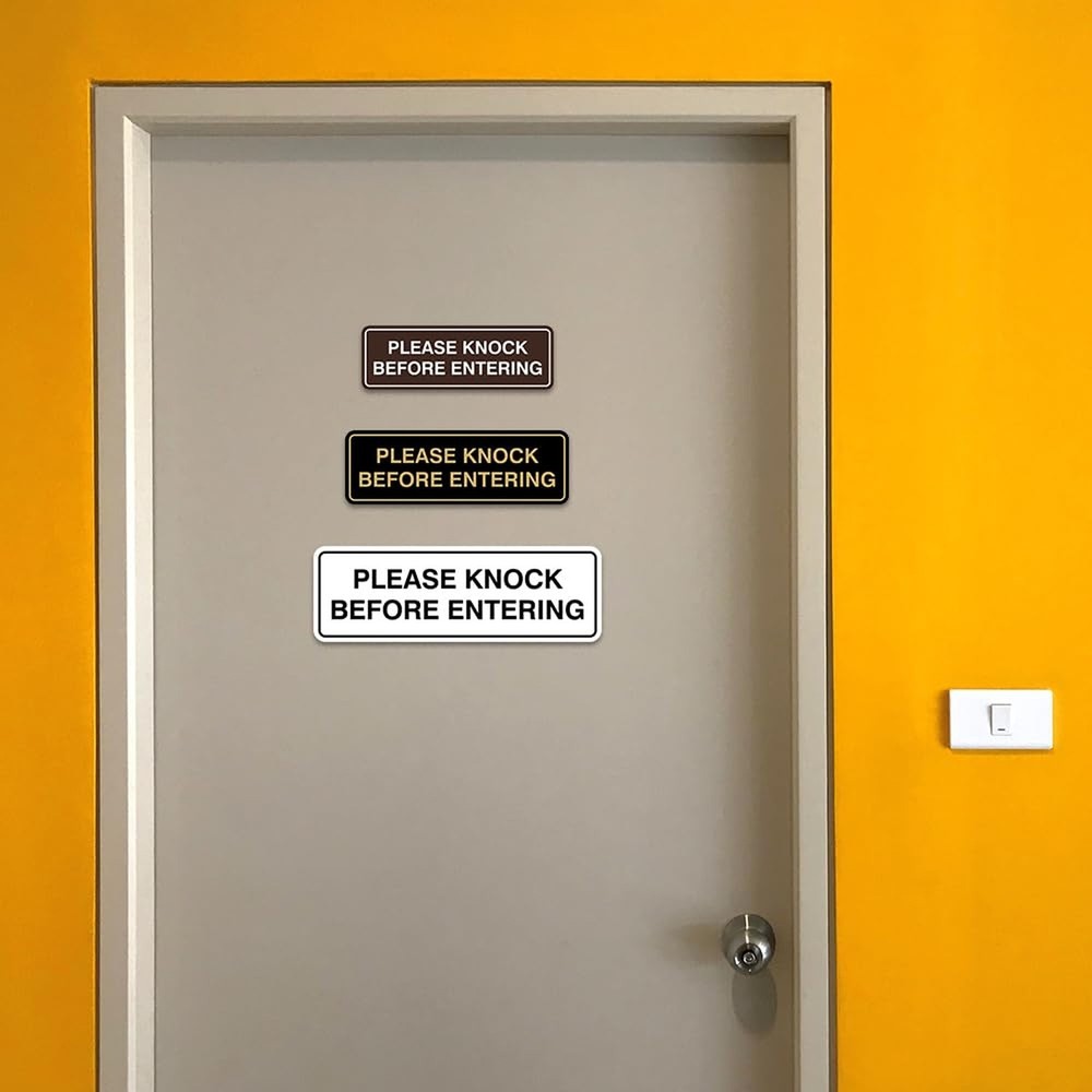 Standard Please Knock Before Entering Sign - Black - Small 1 Pack