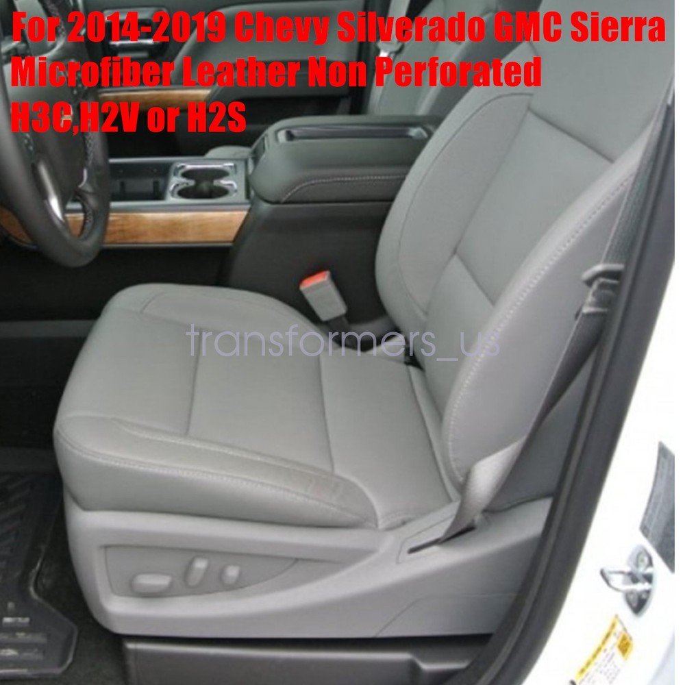 4 x For 2014-2019 Chevy Silverado Front Bottom & Top Leather Seat Cover Ash Gray