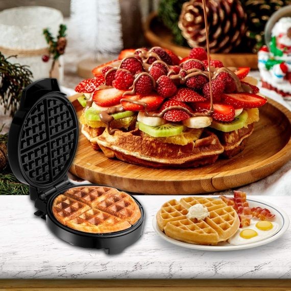 Lumme 760W Waffle Maker (Black, Non Stick)