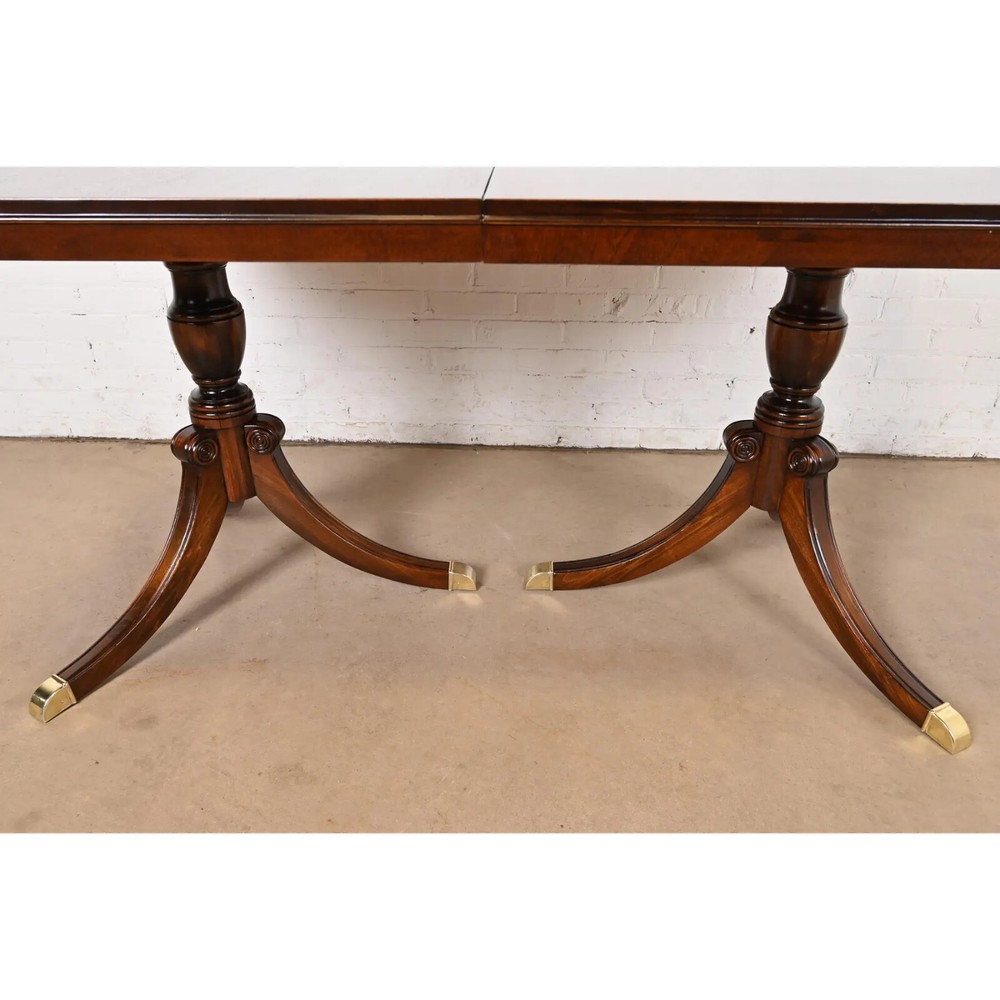Drexel Georgian Mahogany Double Pedestal Extension Dining Table, Refinished