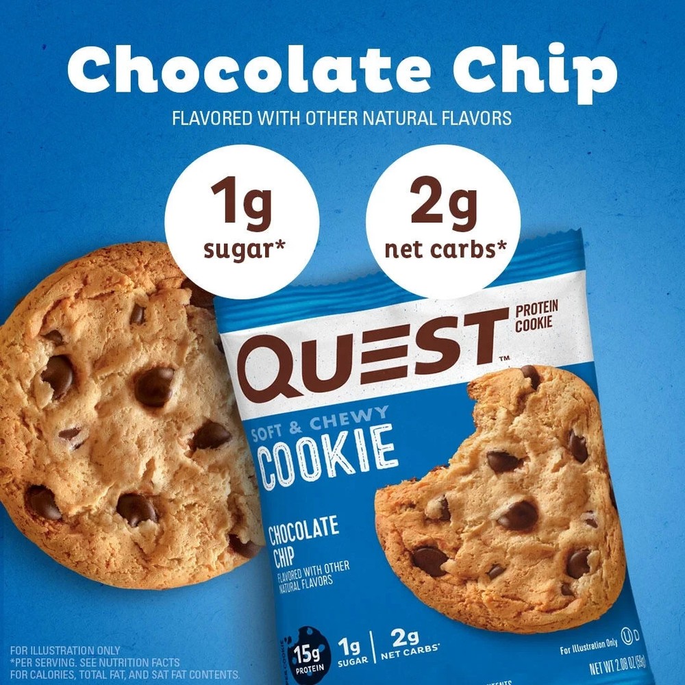 Quest Soft & Chewy Protein Cookie, High Protein, Chocolate Chip, 4 Count..