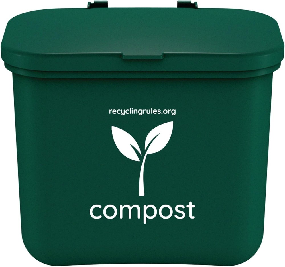 Mini Green Compost Bin Container for Kitchen Trash Hanging or Countertop