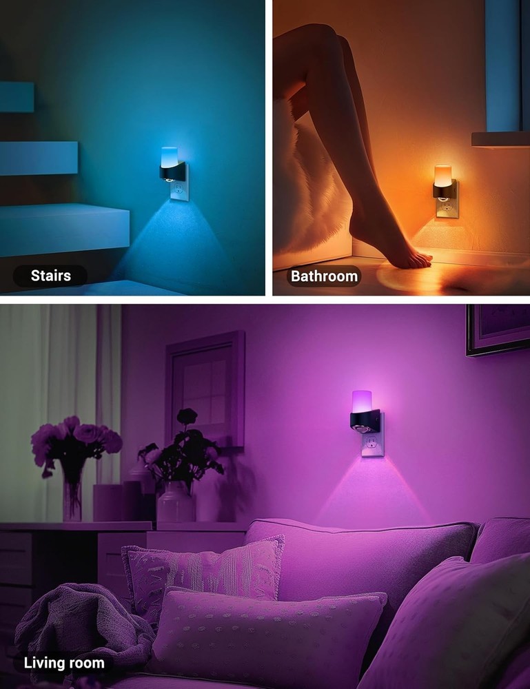 JandCase LED Night Lights Plug into Wall, Color Changing Multicolor