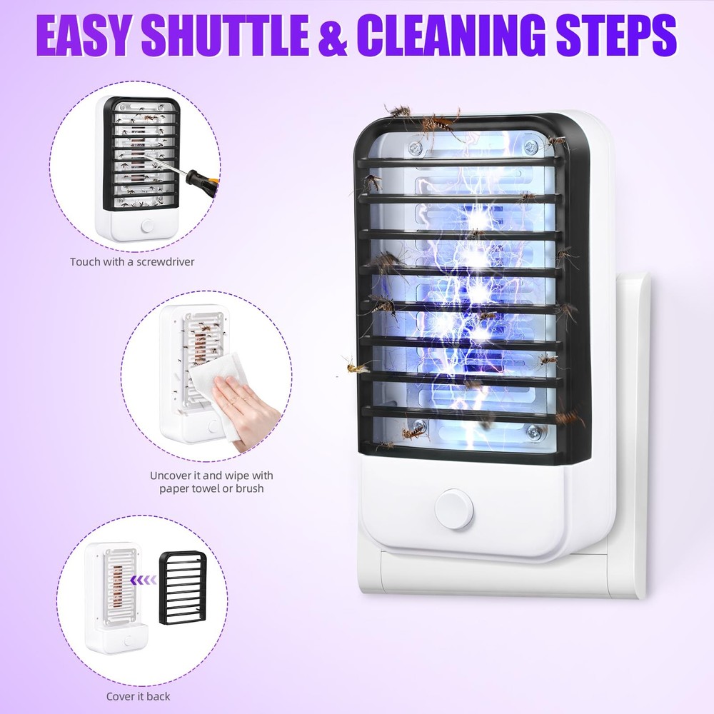 Plug in Bug Zapper Indoor Flying Insect Trap, Electronic Black