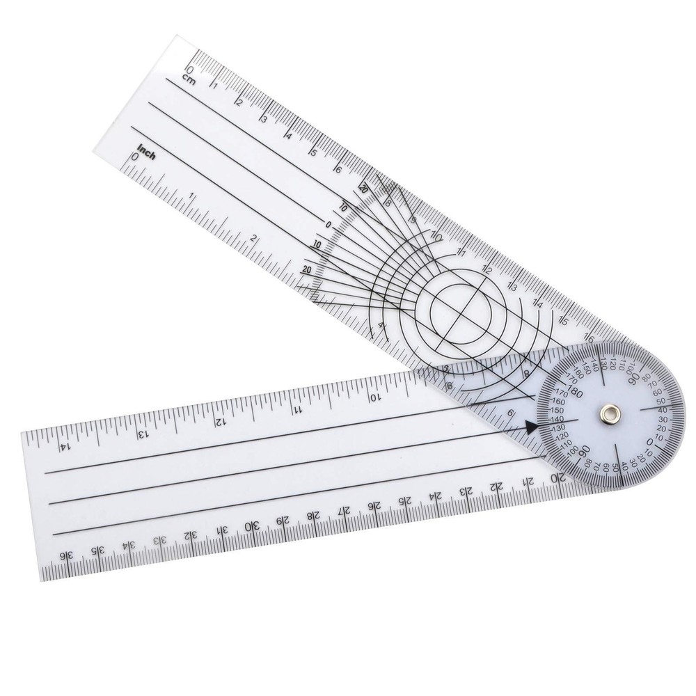 Clear Plastic Goniometer Can Rotate 360 Degree 7'' Arms Quick Angle Protractor M