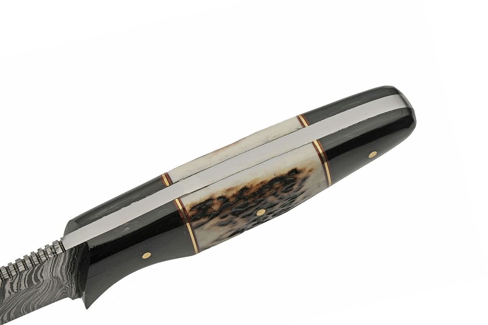 New Damascus Fixed Blade Buffalo/Stag Fixed Blade Knife DM-1293SG