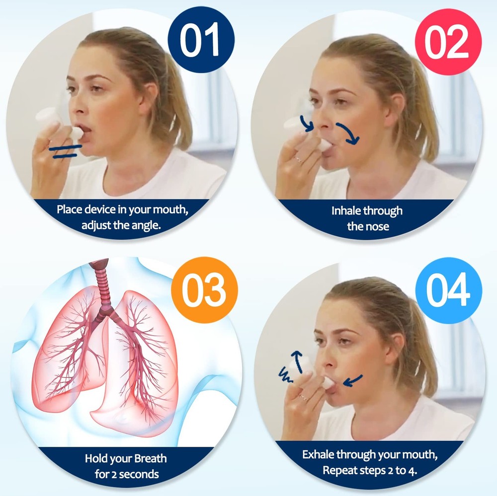 Flutter Valve Device for Lungs, Breathing Exercise White