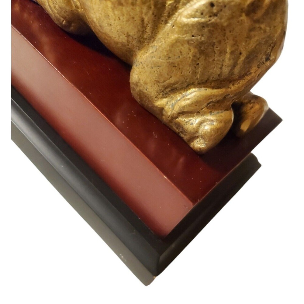 Elephant Bookends Brass on Wood Base 5.5" Tall